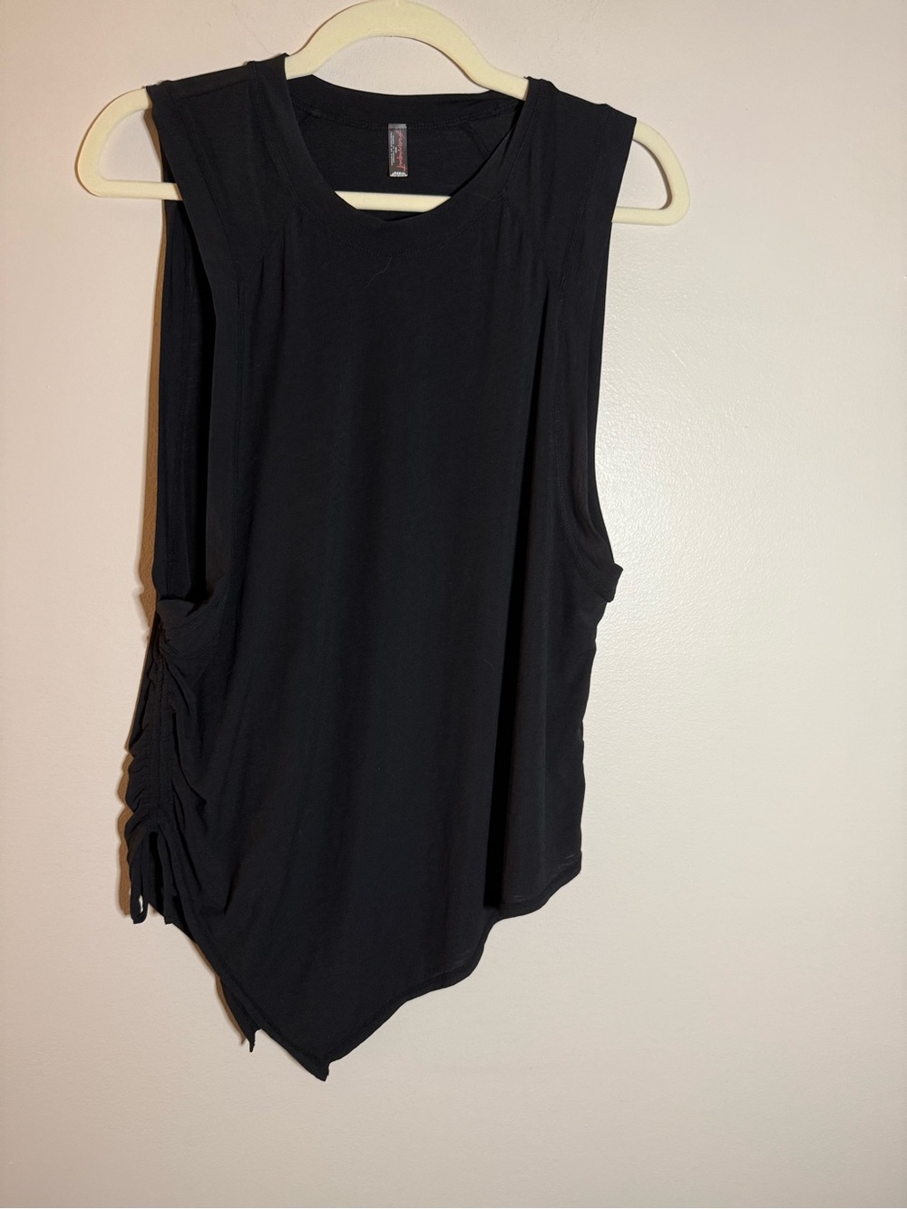FP Movement by Free People Black Asymmetric Sleeveless Tank with Side Ruching